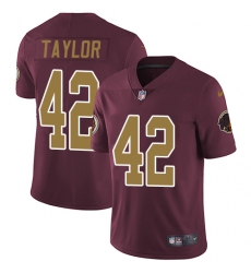 Youth Nike Washington Redskins #42 Charley Taylor Elite Burgundy Red/Gold Number Alternate 80TH Anniversary NFL Jersey