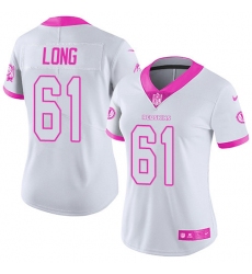 Women's Nike Washington Redskins #61 Spencer Long Limited White/Pink Rush Fashion NFL Jersey