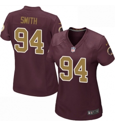 Women's Nike Washington Redskins #94 Preston Smith Game Burgundy Red/Gold Number Alternate 80TH Anniversary NFL Jersey