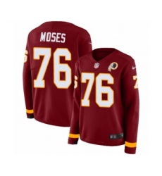 Women's Nike Washington Redskins #76 Morgan Moses Limited Burgundy Therma Long Sleeve NFL Jersey