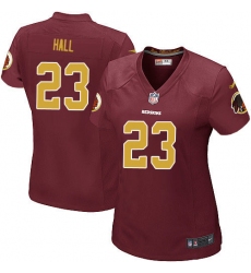 Women's Nike Washington Redskins #23 DeAngelo Hall Game Burgundy Red/Gold Number Alternate 80TH Anniversary NFL Jersey