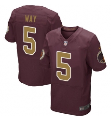 Men's Nike Washington Redskins #5 Tress Way Elite Burgundy Red/Gold Number Alternate 80TH Anniversary NFL Jersey