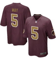 Men's Nike Washington Redskins #5 Tress Way Game Burgundy Red/Gold Number Alternate 80TH Anniversary NFL Jersey
