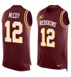 Men's Nike Washington Redskins #12 Colt McCoy Limited Red Player Name & Number Tank Top NFL Jersey