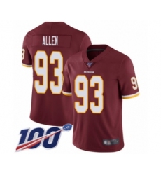 Men's Washington Redskins #93 Jonathan Allen Burgundy Red Team Color Vapor Untouchable Limited Player 100th Season Football Jersey