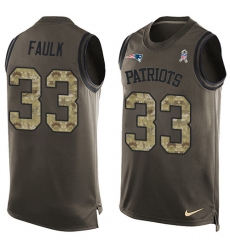 Men's Nike New England Patriots #33 Kevin Faulk Limited Green Salute to Service Tank Top NFL Jersey