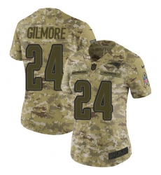 Women's Nike New England Patriots #24 Stephon Gilmore Limited Camo 2018 Salute to Service NFL Jersey