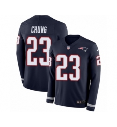 Men's Nike New England Patriots #23 Patrick Chung Limited Navy Blue Therma Long Sleeve NFL Jersey