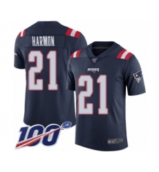 Men's New England Patriots #21 Duron Harmon Limited Navy Blue Rush Vapor Untouchable 100th Season Football Jersey