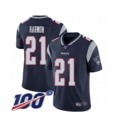 Men's New England Patriots #21 Duron Harmon Navy Blue Team Color Vapor Untouchable Limited Player 100th Season Football Jersey