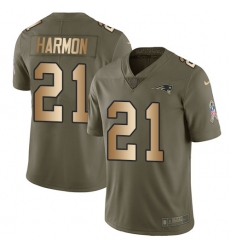 Youth Nike New England Patriots #21 Duron Harmon Limited Olive Gold 2017 Salute to Service NFL Jersey