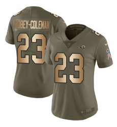 Women's Nike Los Angeles Rams #23 Nickell Robey-Coleman Limited Olive/Gold 2017 Salute to Service NFL Jersey