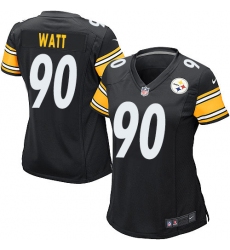 Women's Nike Pittsburgh Steelers #90 T. J. Watt Game Black Team Color NFL Jersey