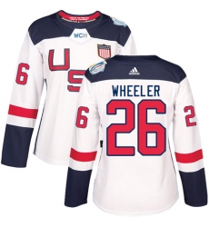 Women's Adidas Team USA #26 Blake Wheeler Premier White Home 2016 World Cup Hockey Jersey