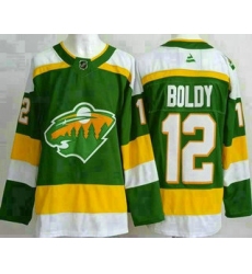 Men's Minnesota Wild #12 Matthew Boldy Green Alternate Authentic Jersey
