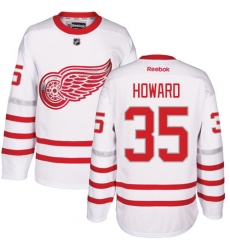 Men's Reebok Detroit Red Wings #35 Jimmy Howard Premier White 2017 Centennial Classic NHL Jersey