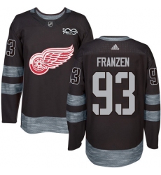 Men's Adidas Detroit Red Wings #93 Johan Franzen Premier Black 1917-2017 100th Anniversary NHL Jersey