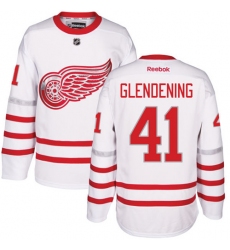 Men's Reebok Detroit Red Wings #41 Luke Glendening Premier White 2017 Centennial Classic NHL Jersey