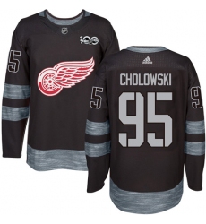 Men's Adidas Detroit Red Wings #95 Dennis Cholowski Premier Black 1917-2017 100th Anniversary NHL Jersey