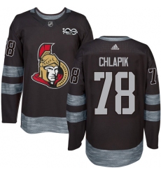 Men's Adidas Ottawa Senators #78 Filip Chlapik Authentic Black 1917-2017 100th Anniversary NHL Jersey