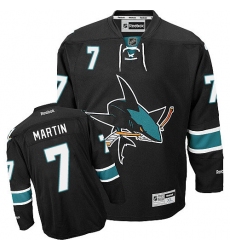 Men's Reebok San Jose Sharks #7 Paul Martin Premier Black Third NHL Jersey