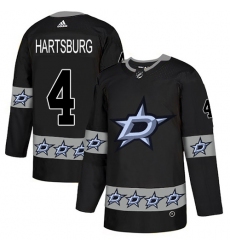 Men's Adidas Dallas Stars #4 Craig Hartsburg Authentic Black Team Logo Fashion NHL Jersey