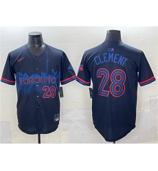 Men's Toronto Blue Jays #28 Ernie Clement Navy 2024 City Connect Limited Stitched Baseball Jersey