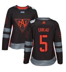 Women's Adidas Team North America #5 Aaron Ekblad Authentic Black Away 2016 World Cup of Hockey Jersey