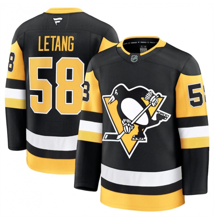 Men's Pittsburgh Penguins #58 Kris Letang Black 2024-25 Home Stitched Hockey Jersey
