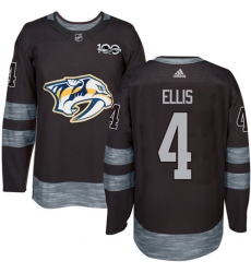 Men's Adidas Nashville Predators #4 Ryan Ellis Authentic Black 1917-2017 100th Anniversary NHL Jersey