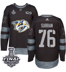 Men's Adidas Nashville Predators #76 P.K Subban Premier Black 1917-2017 100th Anniversary 2017 Stanley Cup Final NHL Jersey