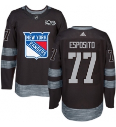 Men's Adidas New York Rangers #77 Phil Esposito Authentic Black 1917-2017 100th Anniversary NHL Jersey