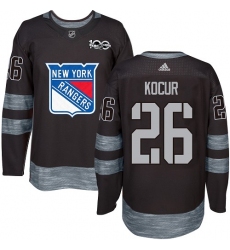 Men's Adidas New York Rangers #26 Joe Kocur Authentic Black 1917-2017 100th Anniversary NHL Jersey