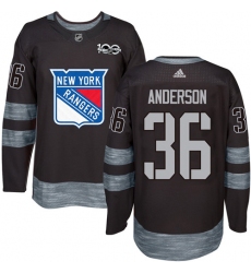 Men's Adidas New York Rangers #36 Glenn Anderson Premier Black 1917-2017 100th Anniversary NHL Jersey
