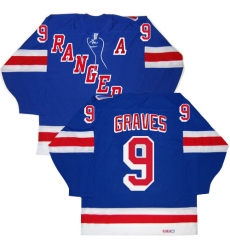 Men's CCM New York Rangers #9 Adam Graves Premier Royal Blue New Throwback NHL Jersey