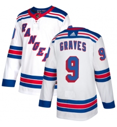 Men's Reebok New York Rangers #9 Adam Graves Authentic White Away NHL Jersey