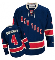 Men's Reebok New York Rangers #4 Ron Greschner Authentic Navy Blue Third NHL Jersey