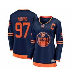 Women's Edmonton Oilers #97 Connor McDavid Authentic Navy Blue Alternate Fanatics Branded Breakaway Hockey Jersey