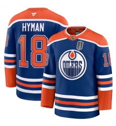 Men's Edmonton Oilers #18 Zach Hyman Royal 2025 Stanley Cup Final Stitched Hockey Jersey