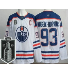 Men's Edmonton Oilers #93 Ryan Nugent Hopkins White 2025 Stanley Cup Final Authentic Jersey