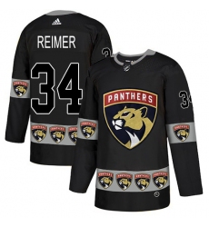 Men's Adidas Florida Panthers #34 James Reimer Authentic Black Team Logo Fashion NHL Jersey