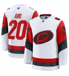 Men's Carolina Hurricanes #20 Sebastian Aho White 2025 Away Stitched Hockey Jersey