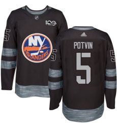Men's Adidas New York Islanders #5 Denis Potvin Authentic Black 1917-2017 100th Anniversary NHL Jersey
