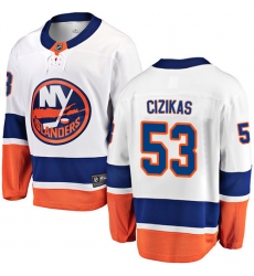 Men's New York Islanders #53 Casey Cizikas Fanatics Branded White Away Breakaway NHL Jersey