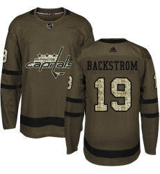 Youth Adidas Washington Capitals #19 Nicklas Backstrom Authentic Green Salute to Service NHL Jersey
