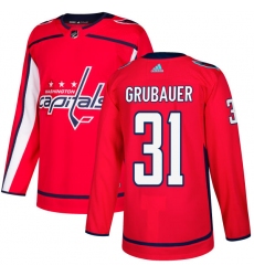 Men's Adidas Washington Capitals #31 Philipp Grubauer Authentic Red Home NHL Jersey