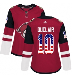 Women's Adidas Arizona Coyotes #10 Anthony Duclair Authentic Red USA Flag Fashion NHL Jersey