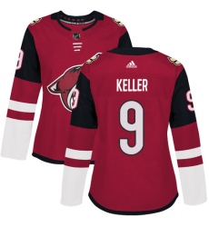 Women's Adidas Arizona Coyotes #9 Clayton Keller Premier Burgundy Red Home NHL Jersey