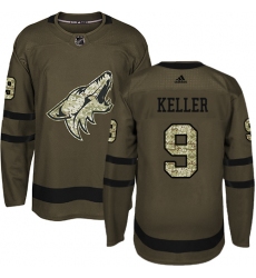 Youth Adidas Arizona Coyotes #9 Clayton Keller Premier Green Salute to Service NHL Jersey