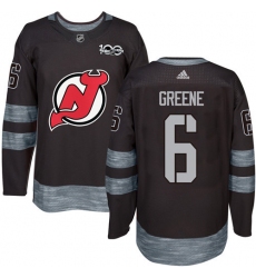 Men's Adidas New Jersey Devils #6 Andy Greene Authentic Black 1917-2017 100th Anniversary NHL Jersey